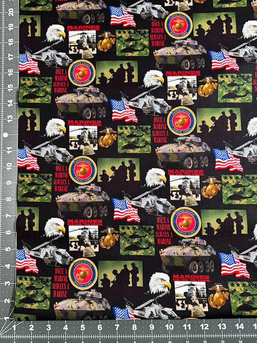 USMC Marine fabric 021M Always a Marine Military fabruc - Mary Jo Fabrics