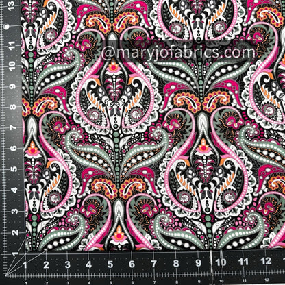 Vibrant Pink Damask Fabric DX0510 Cotton - Mary Jo Fabrics