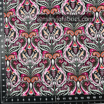 Vibrant Pink Damask Fabric DX0510 Cotton - Mary Jo Fabrics