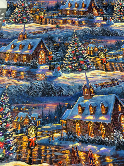 Village Chapel Christmas Fabric AL - 6152 Christmas Tree Town - Mary Jo Fabrics