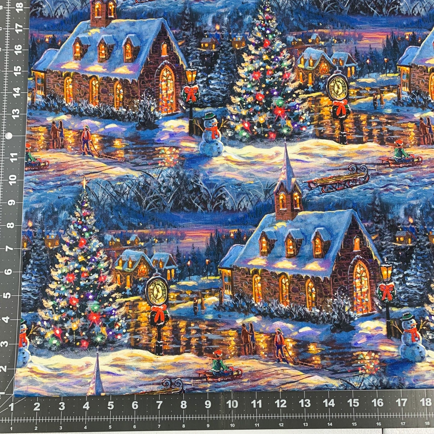 Village Chapel Christmas Fabric AL - 6152 Christmas Tree Town - Mary Jo Fabrics