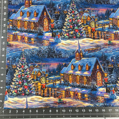 Village Chapel Christmas Fabric AL - 6152 Christmas Tree Town - Mary Jo Fabrics