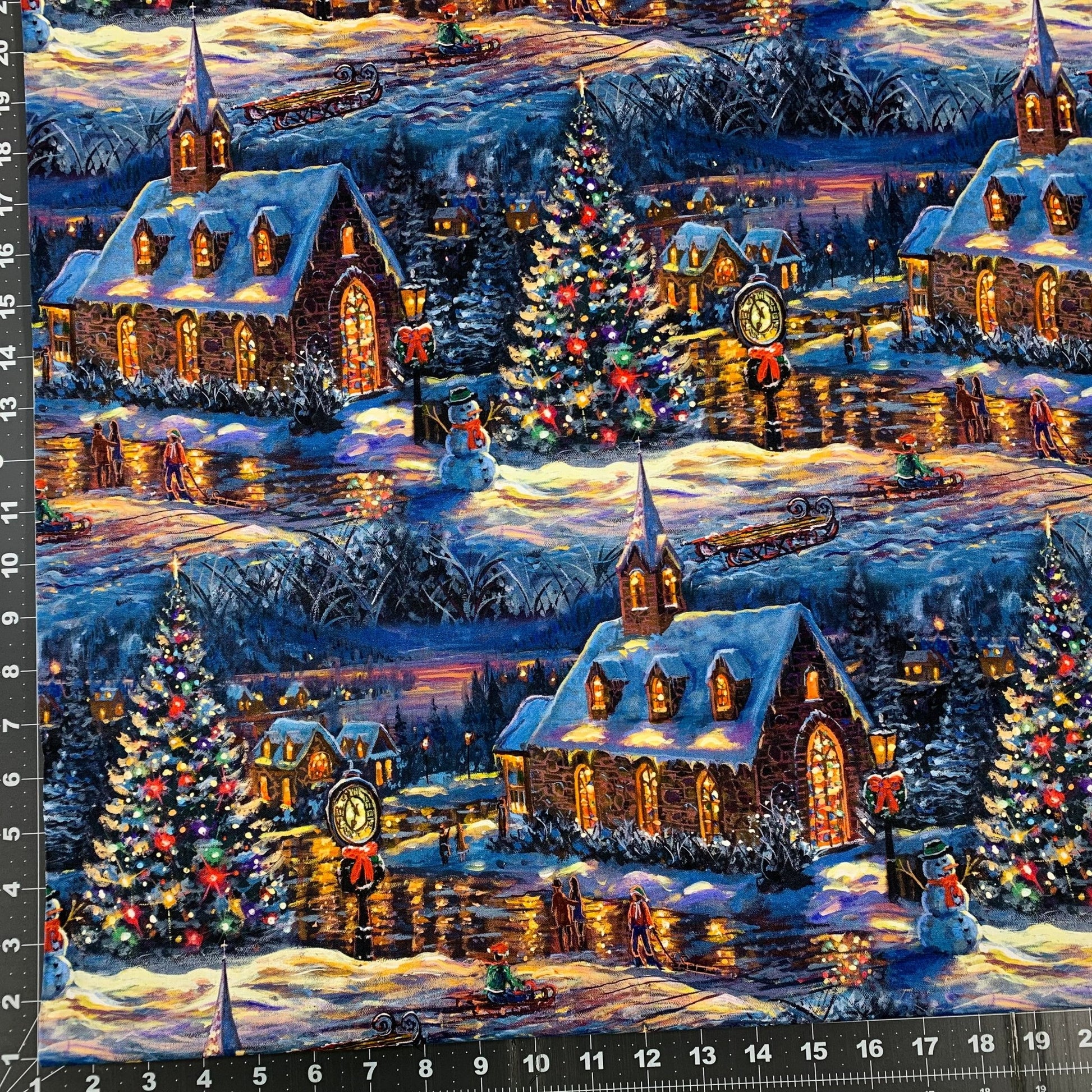 Village Chapel Christmas Fabric AL - 6152 Christmas Tree Town - Mary Jo Fabrics