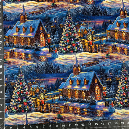 Village Chapel Christmas Fabric AL - 6152 Christmas Tree Town - Mary Jo Fabrics