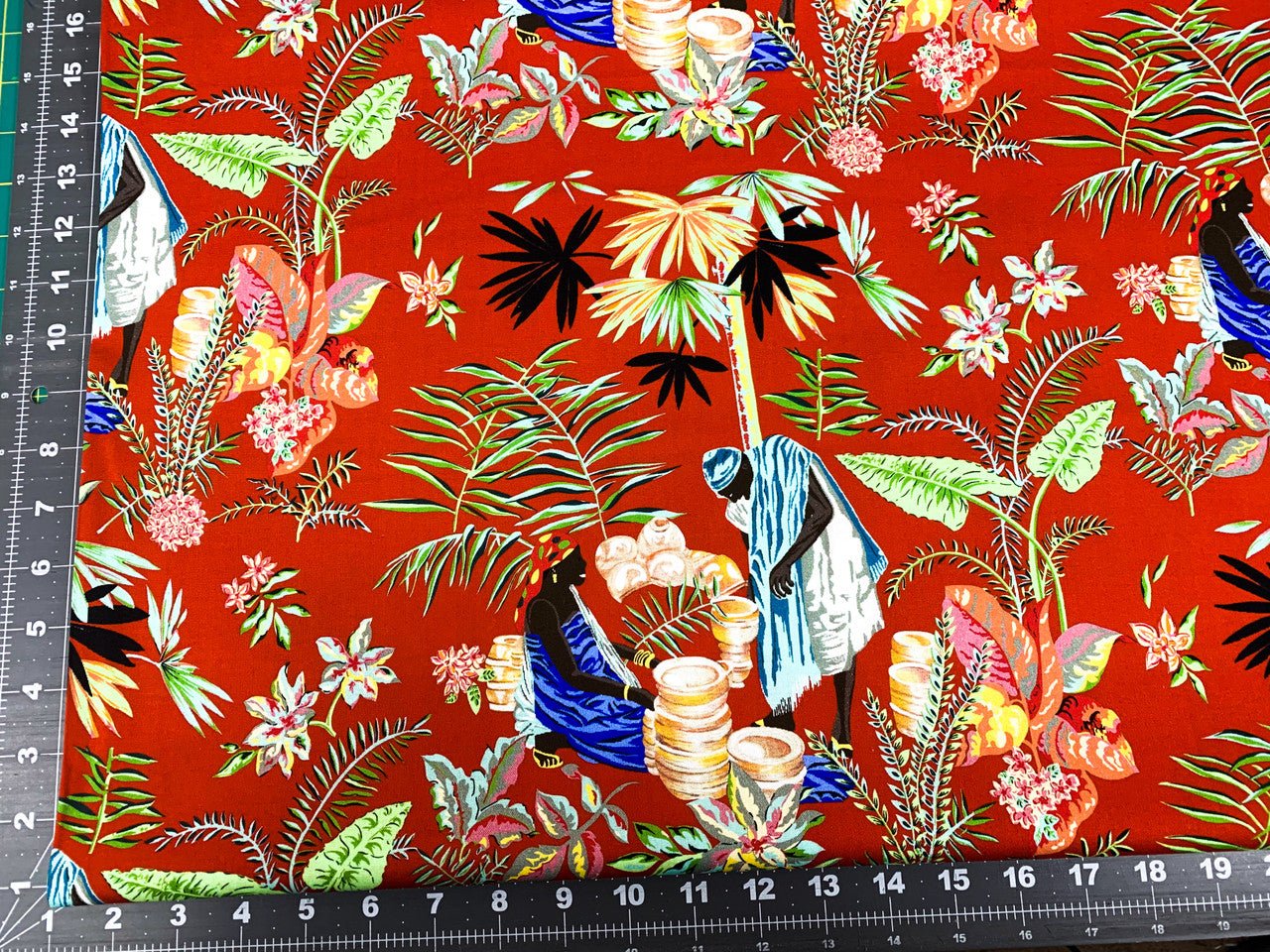 Village Days African fabric DAC03 Red - Mary Jo Fabrics