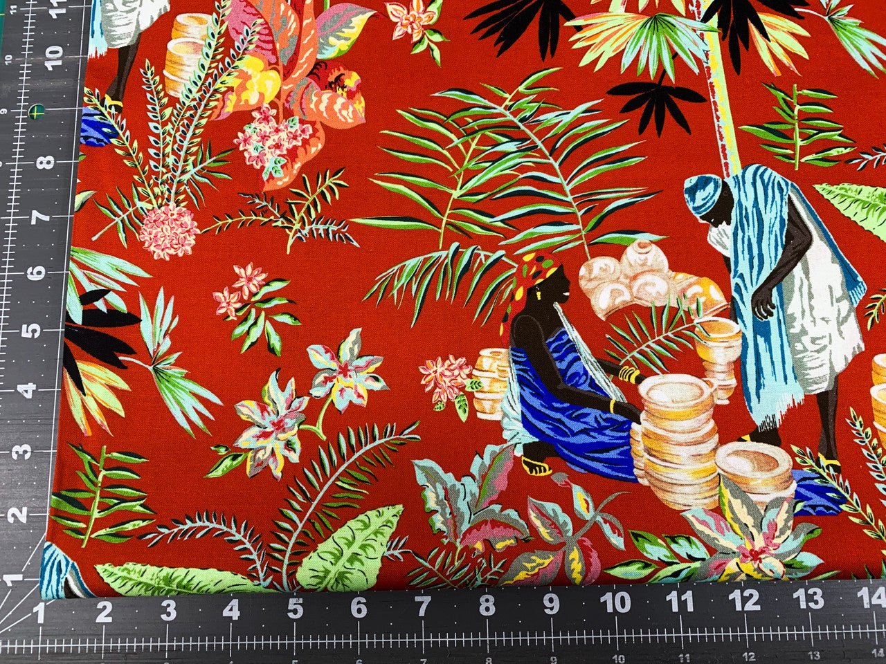 Village Days African fabric DAC03 Red - Mary Jo Fabrics