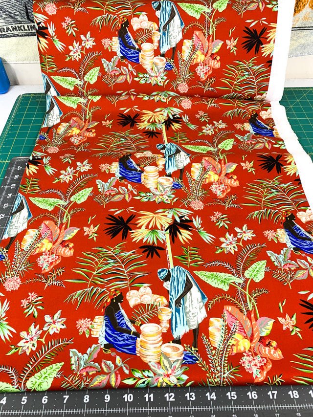 Village Days African fabric DAC03 Red - Mary Jo Fabrics