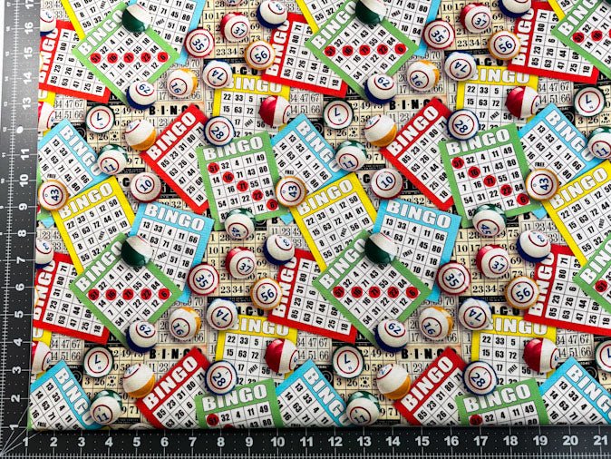 Vintage Bingo fabric DX6318 - 4C Bingo game fabric - Mary Jo Fabrics