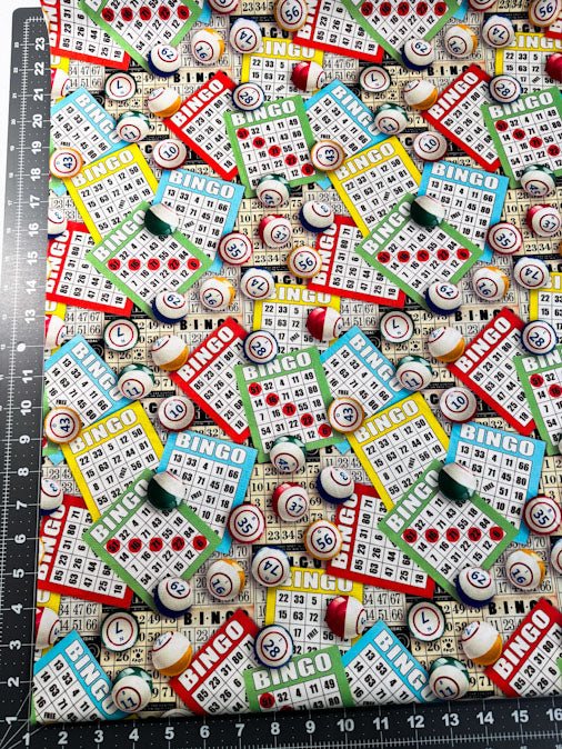 Vintage Bingo fabric DX6318 - 4C Bingo game fabric - Mary Jo Fabrics