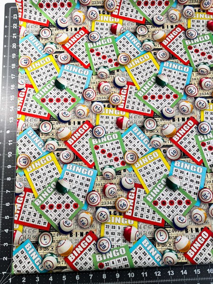 Vintage Bingo fabric DX6318 - 4C Bingo game fabric - Mary Jo Fabrics