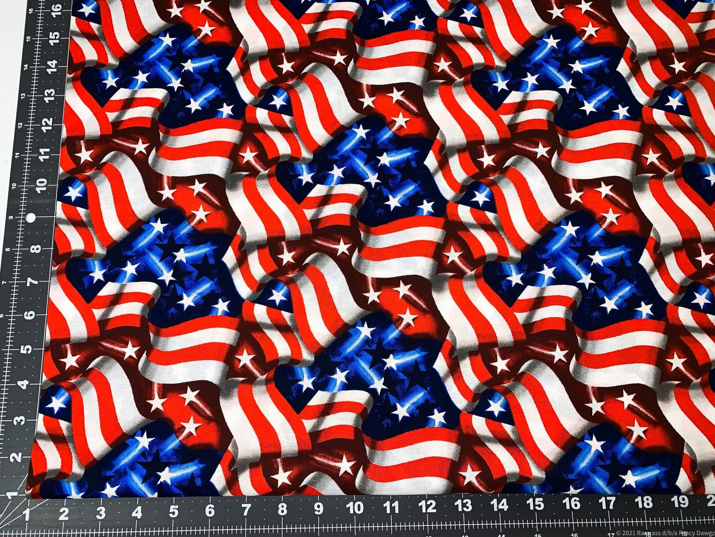 Waving American Flag Patriotic fabric 49525 flag fabric - Mary Jo Fabrics