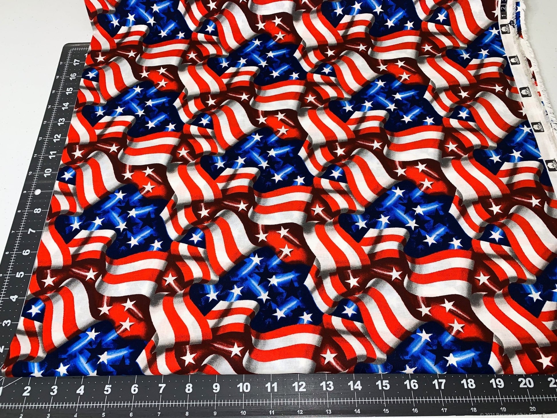 Waving American Flag Patriotic fabric 49525 flag fabric - Mary Jo Fabrics