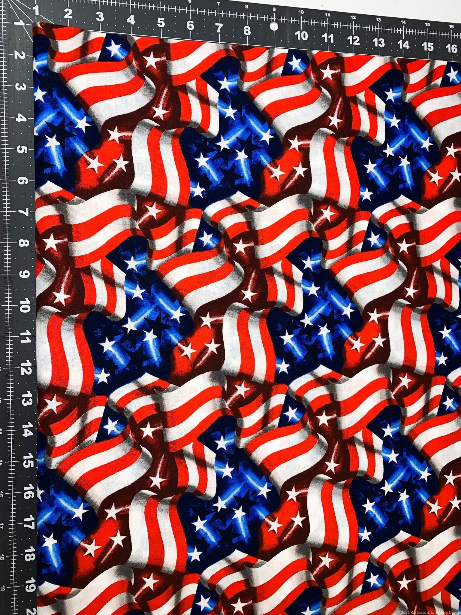 Waving American Flag Patriotic fabric 49525 flag fabric - Mary Jo Fabrics