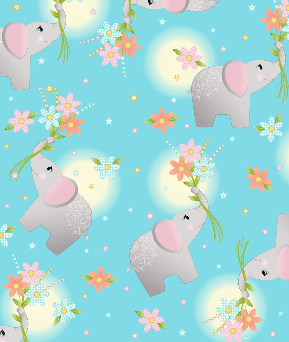 Wee Ones Baby Elephant Fabric 59-6941 Cute Elephants - Mary Jo Fabrics