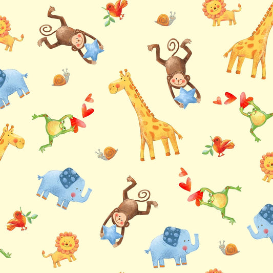 Wee Ones Jungle Party 59-4061 Giraffe monkey - Mary Jo Fabrics