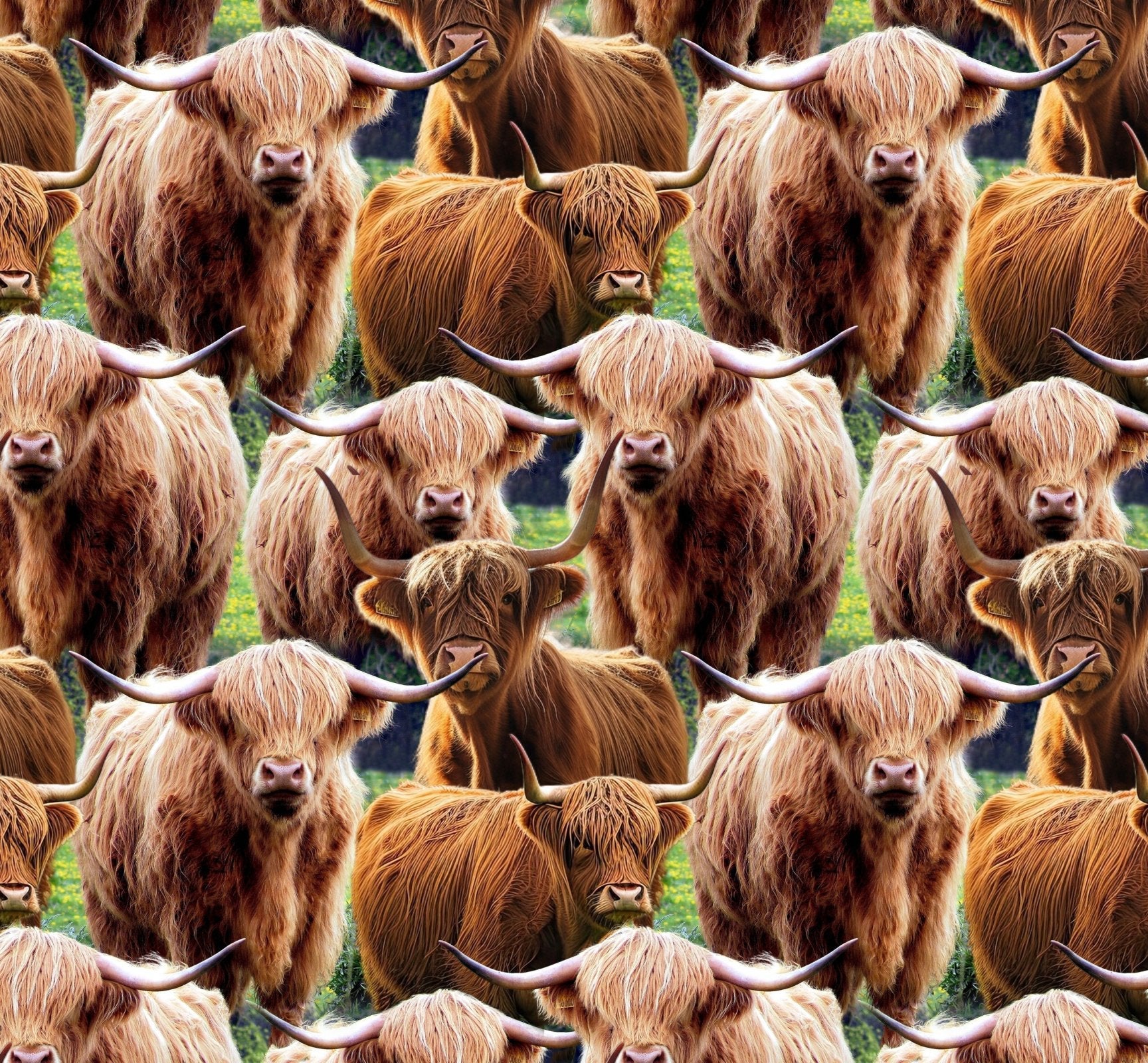 Whimsical Highland Cow Cotton Fabric DX6664 Cute cows - Mary Jo Fabrics