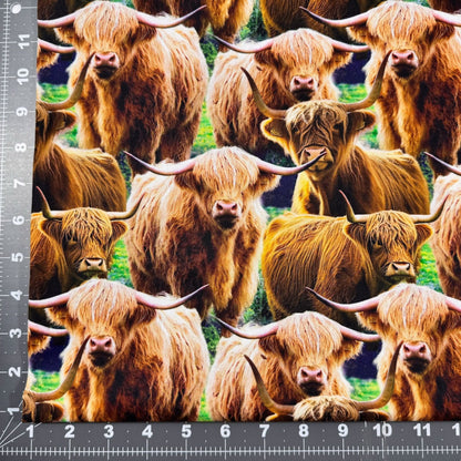Whimsical Highland Cow Cotton Fabric DX6664 Cute cows - Mary Jo Fabrics