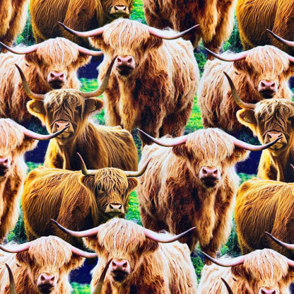 Whimsical Highland Cow Cotton Fabric DX6664 Cute cows - Mary Jo Fabrics