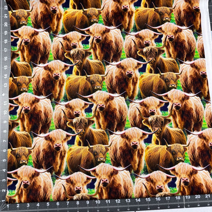 Whimsical Highland Cow Cotton Fabric DX6664 Cute cows - Mary Jo Fabrics