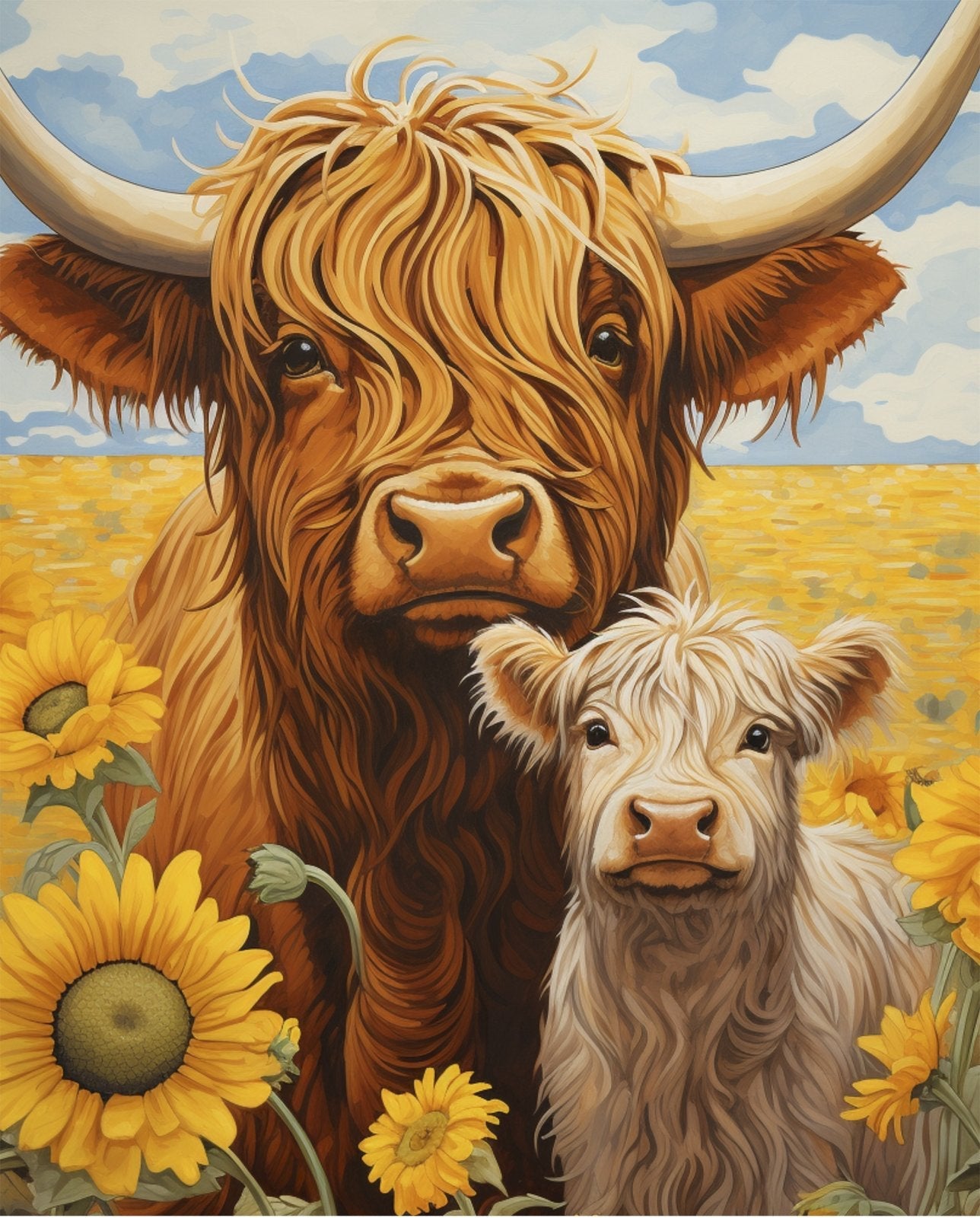 Whimsical Highland Cow Panel DX6644 - 4C Cotton fabric quilt panel - Mary Jo Fabrics