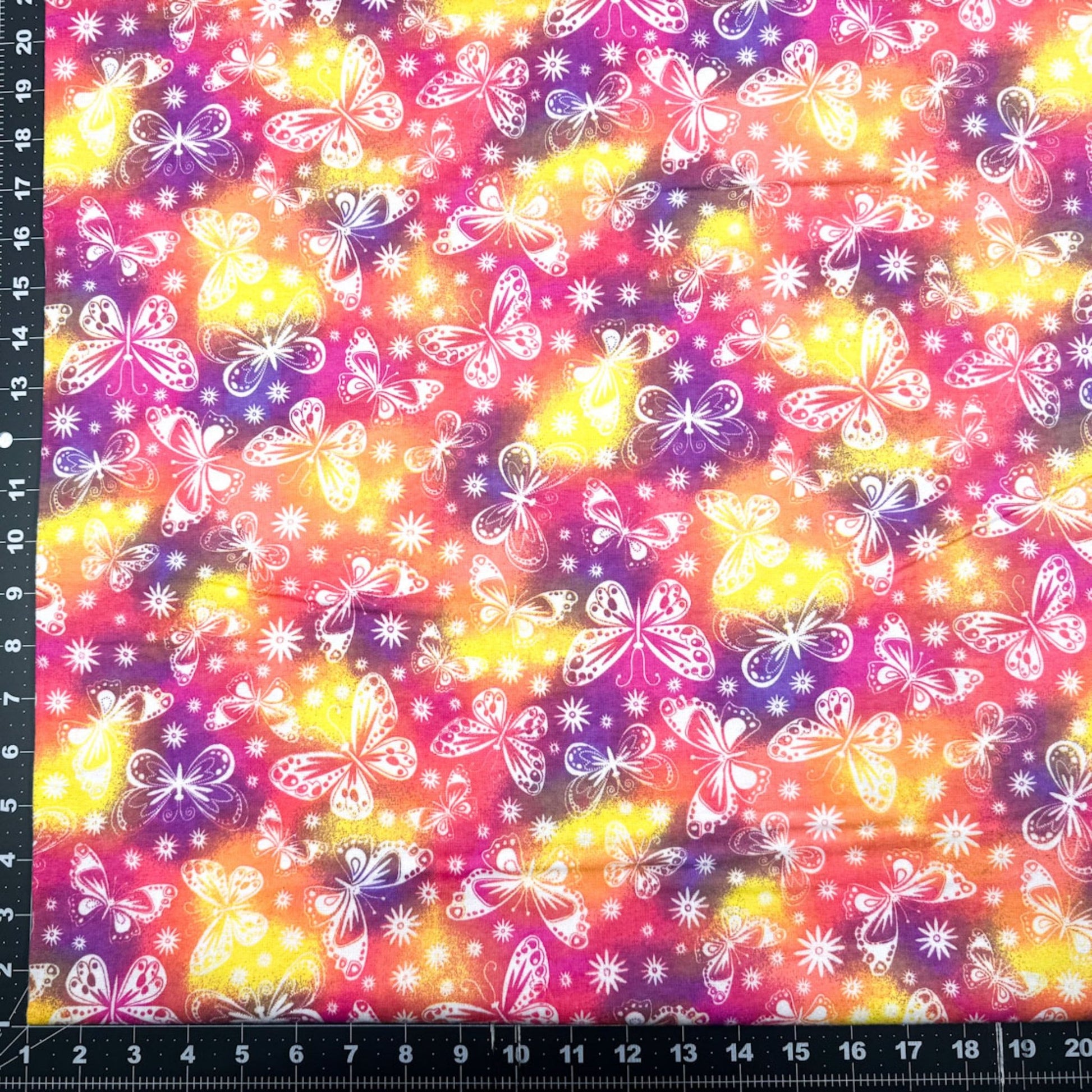 White Butterflies FLANNEL 1031 - 22 Warm Pinks and Purples - Mary Jo Fabrics
