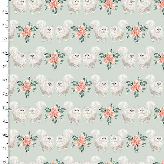 White cats fabric 18039 Persian cat fabric - Mary Jo Fabrics