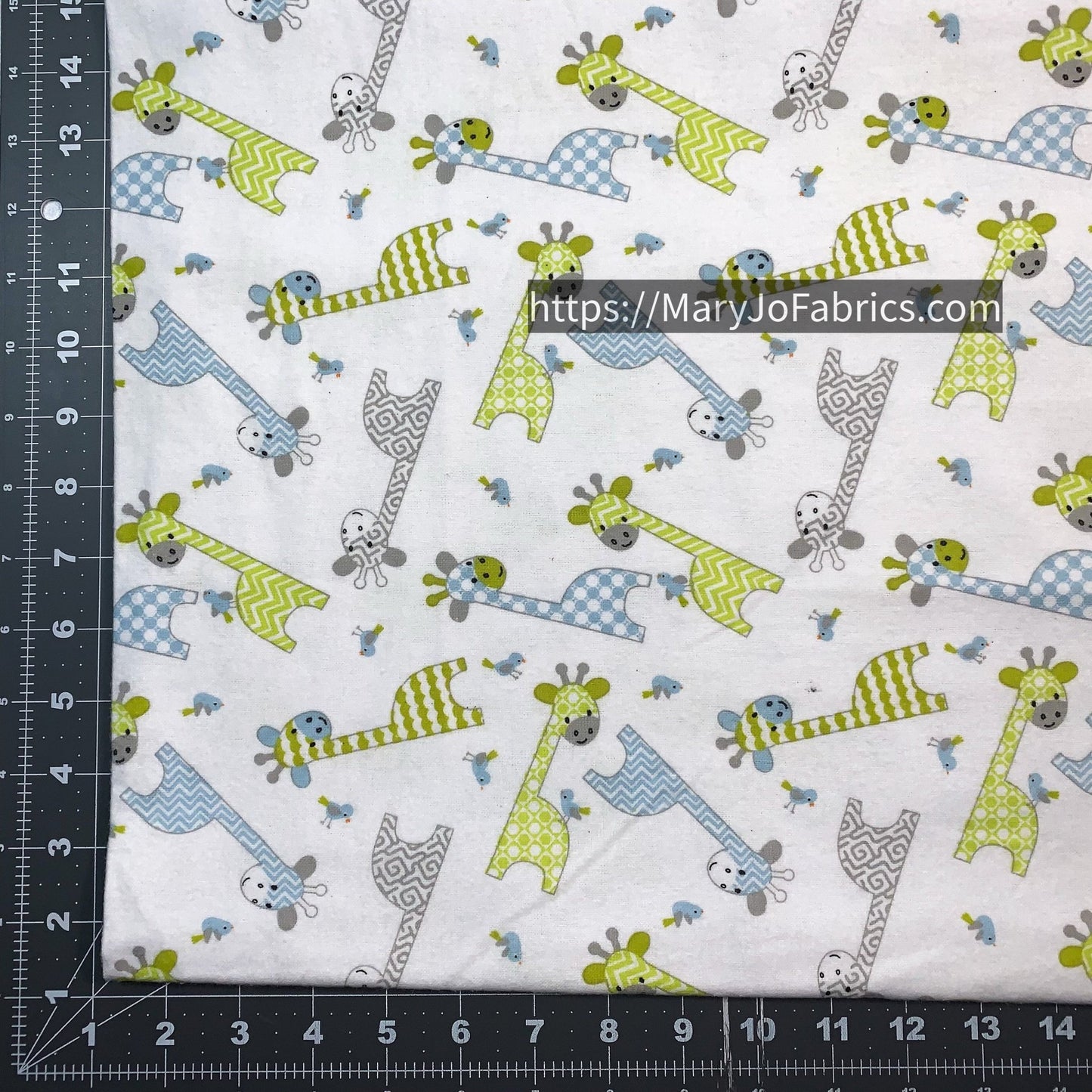 White Giraffe FLANNEL Fabric 9307A Cute Baby - Mary Jo Fabrics