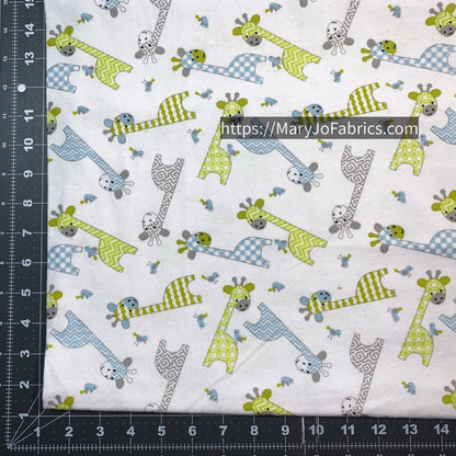 White Giraffe FLANNEL Fabric 9307A Cute Baby - Mary Jo Fabrics
