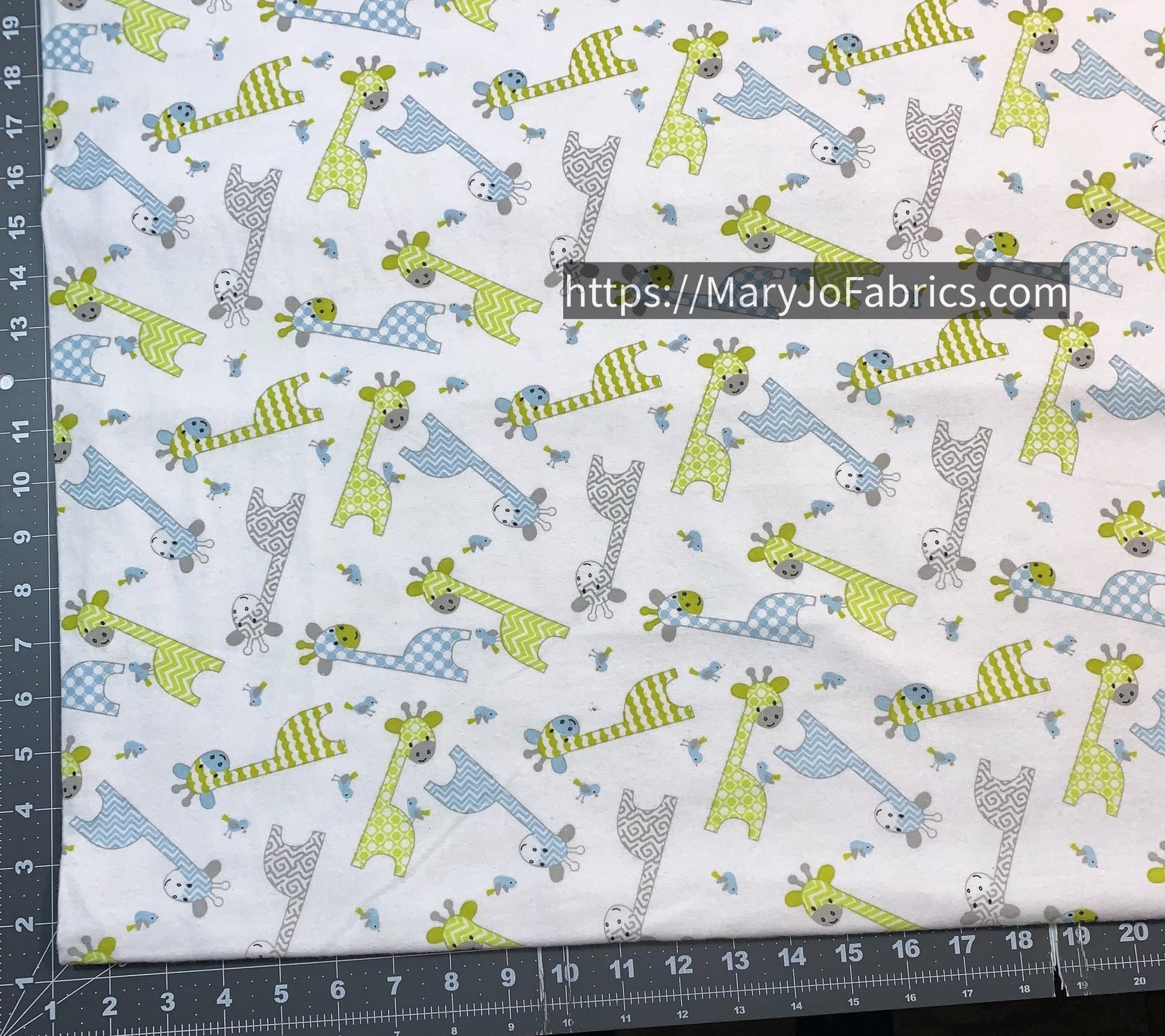 White Giraffe FLANNEL Fabric 9307A Cute Baby - Mary Jo Fabrics