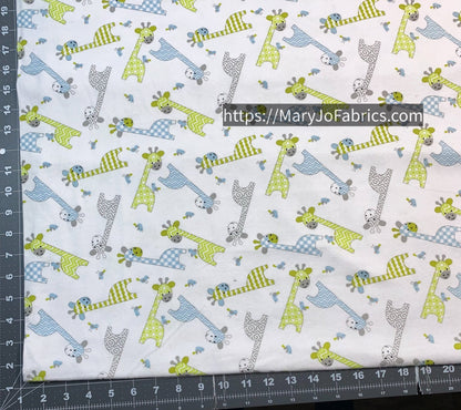 White Giraffe FLANNEL Fabric 9307A Cute Baby - Mary Jo Fabrics