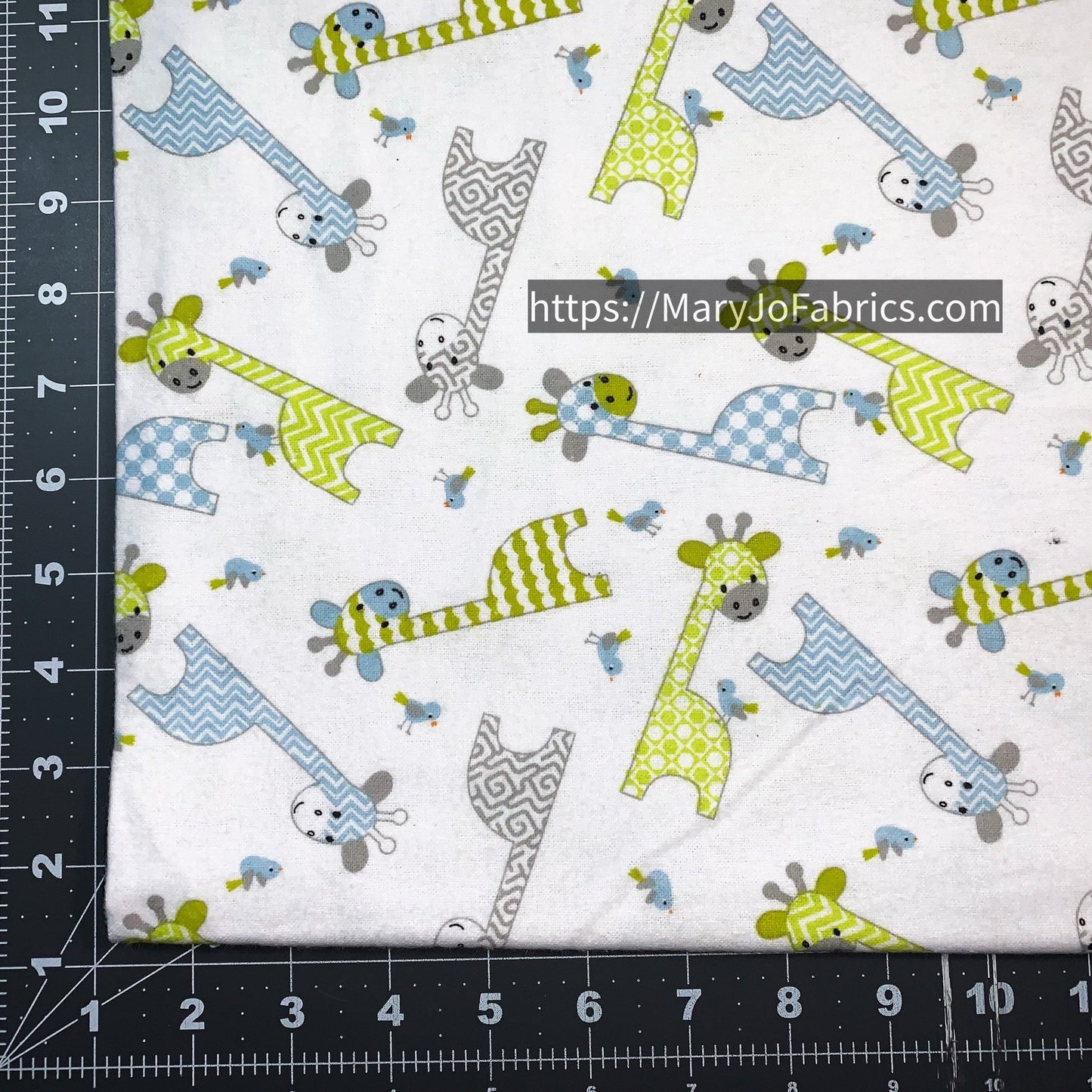 White Giraffe FLANNEL Fabric 9307A Cute Baby - Mary Jo Fabrics