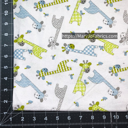 White Giraffe FLANNEL Fabric 9307A Cute Baby - Mary Jo Fabrics