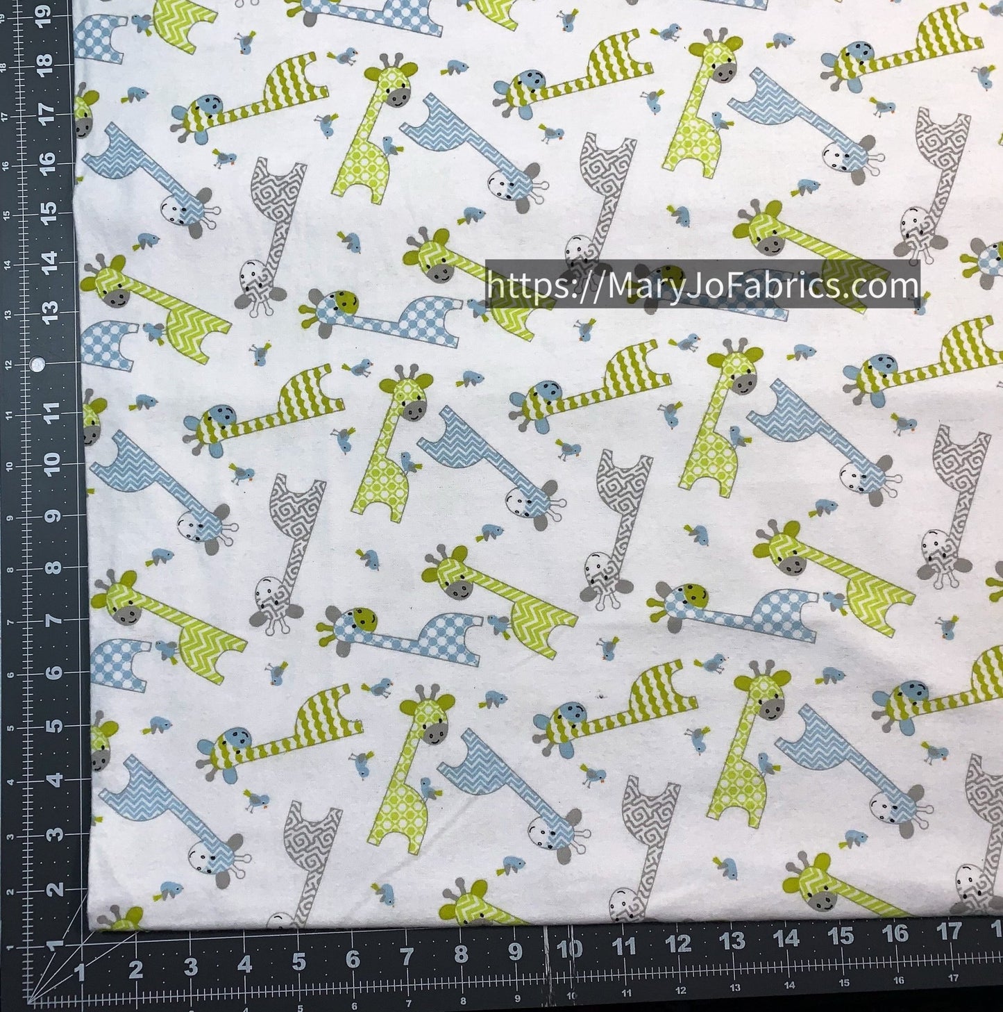 White Giraffe FLANNEL Fabric 9307A Cute Baby - Mary Jo Fabrics