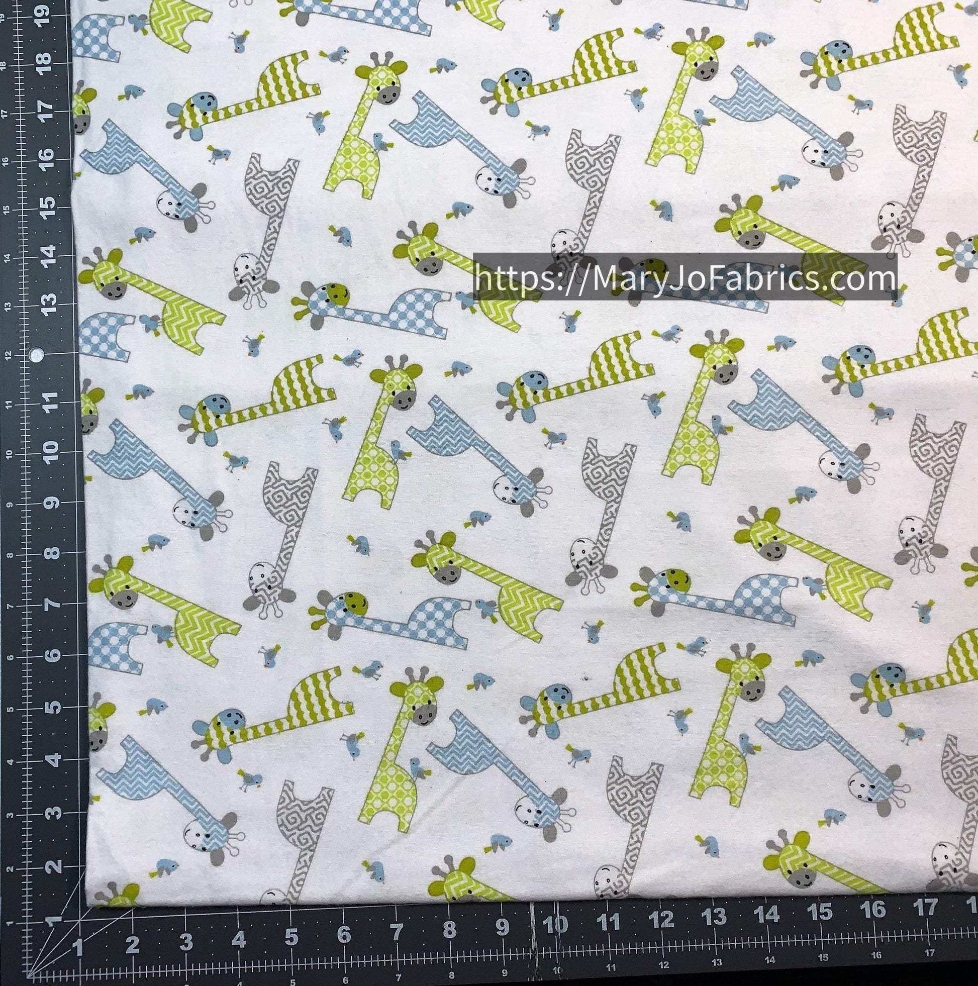 White Giraffe FLANNEL Fabric 9307A Cute Baby - Mary Jo Fabrics