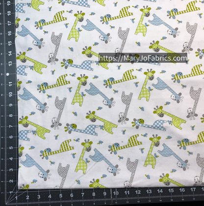 White Giraffe FLANNEL Fabric 9307A Cute Baby - Mary Jo Fabrics