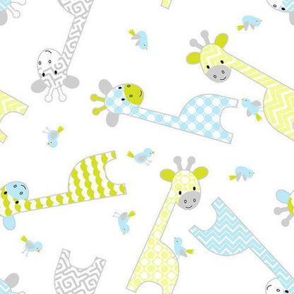 White Giraffe FLANNEL Fabric 9307A Cute Baby - Mary Jo Fabrics