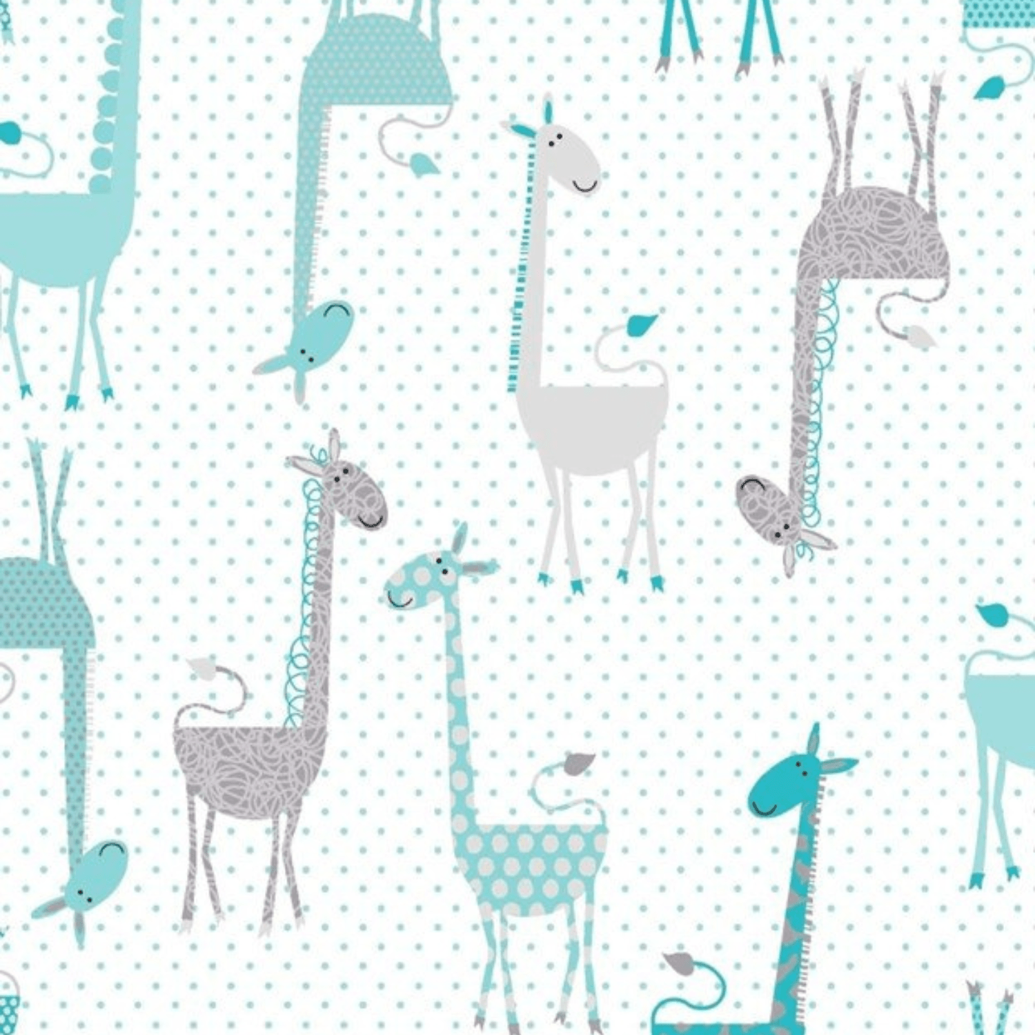 White Giraffe FLANNEL44-7511 Aqua Giraffes Cute Baby - Mary Jo Fabrics