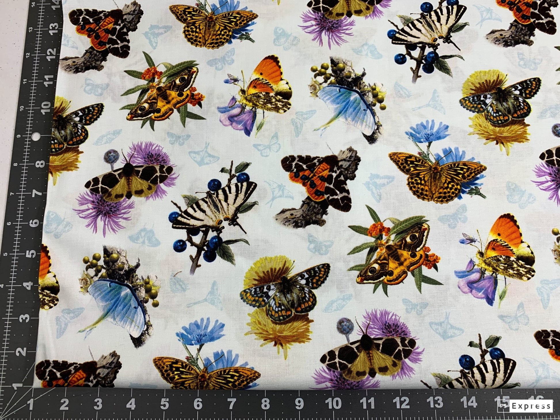 White Moths and Butterflies fabric 9801 butterfly cotton fabric - Mary Jo Fabrics