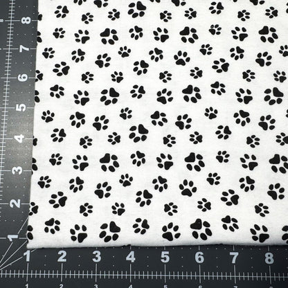 White Paw Print Flannel 1064 - 9 Dog Paws Flannel - Mary Jo Fabrics