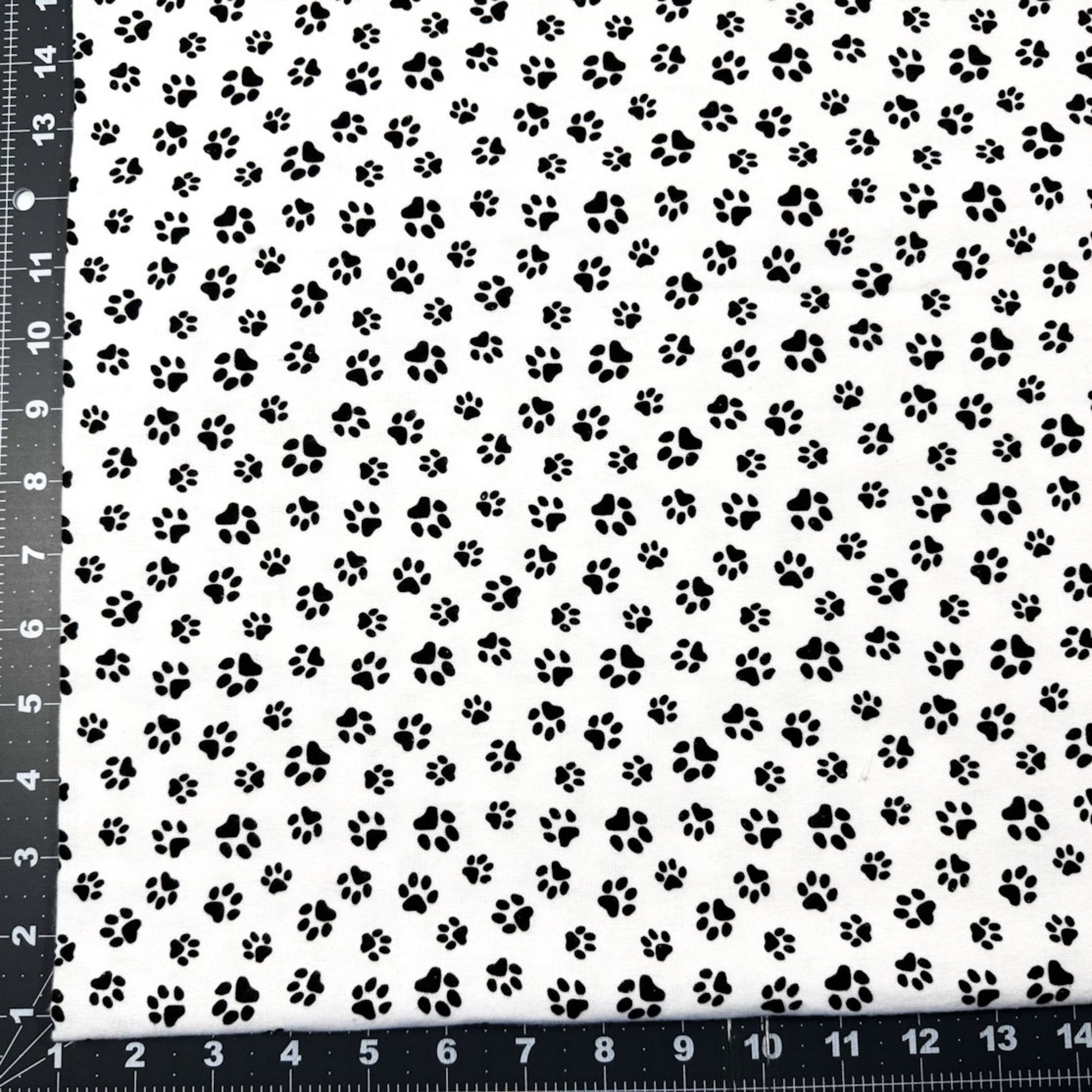 White Paw Print Flannel 1064 - 9 Dog Paws Flannel - Mary Jo Fabrics