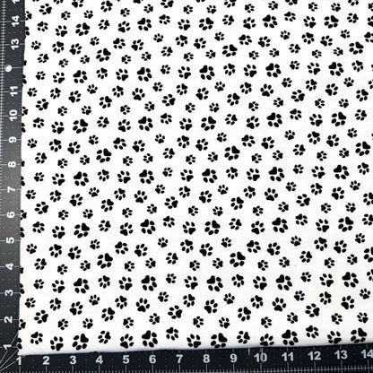 White Paw Print Flannel 1064 - 9 Dog Paws Flannel - Mary Jo Fabrics