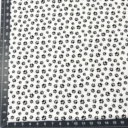 White Paw Print Flannel 1064 - 9 Dog Paws Flannel - Mary Jo Fabrics