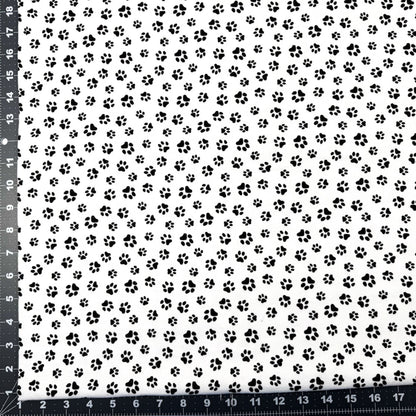White Paw Print Flannel 1064 - 9 Dog Paws Flannel - Mary Jo Fabrics