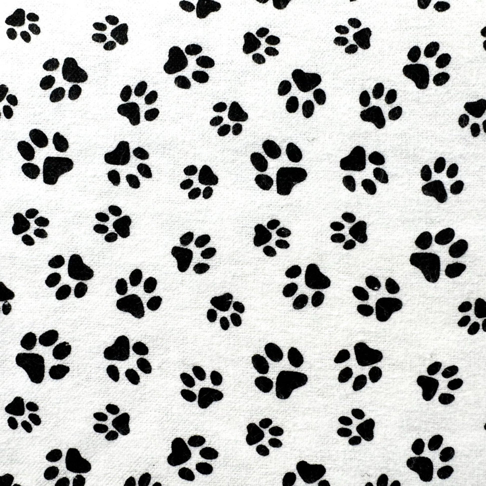 White Paw Print Flannel 1064 - 9 Dog Paws Flannel - Mary Jo Fabrics