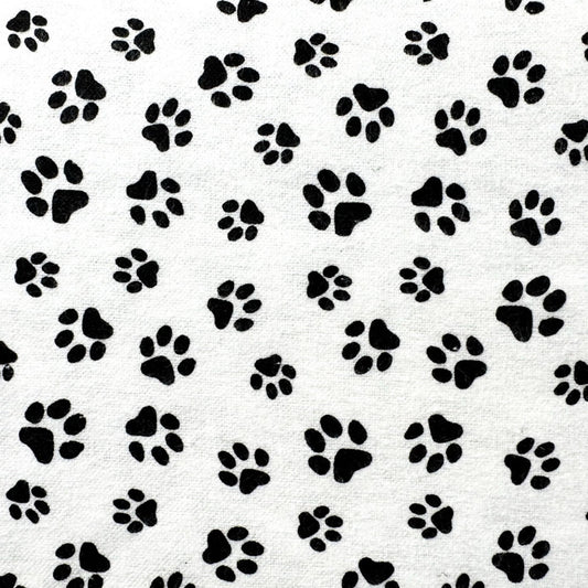 White Paw Print Flannel 1064 - 9 Dog Paws Flannel - Mary Jo Fabrics