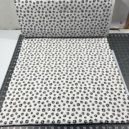 White Paw Print Flannel 1064 - 9 Dog Paws Flannel - Mary Jo Fabrics