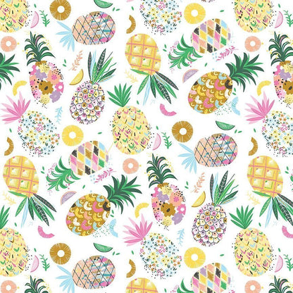 White Pineapple Cotton Fabric D3040 Pineapple Crush - Mary Jo Fabrics