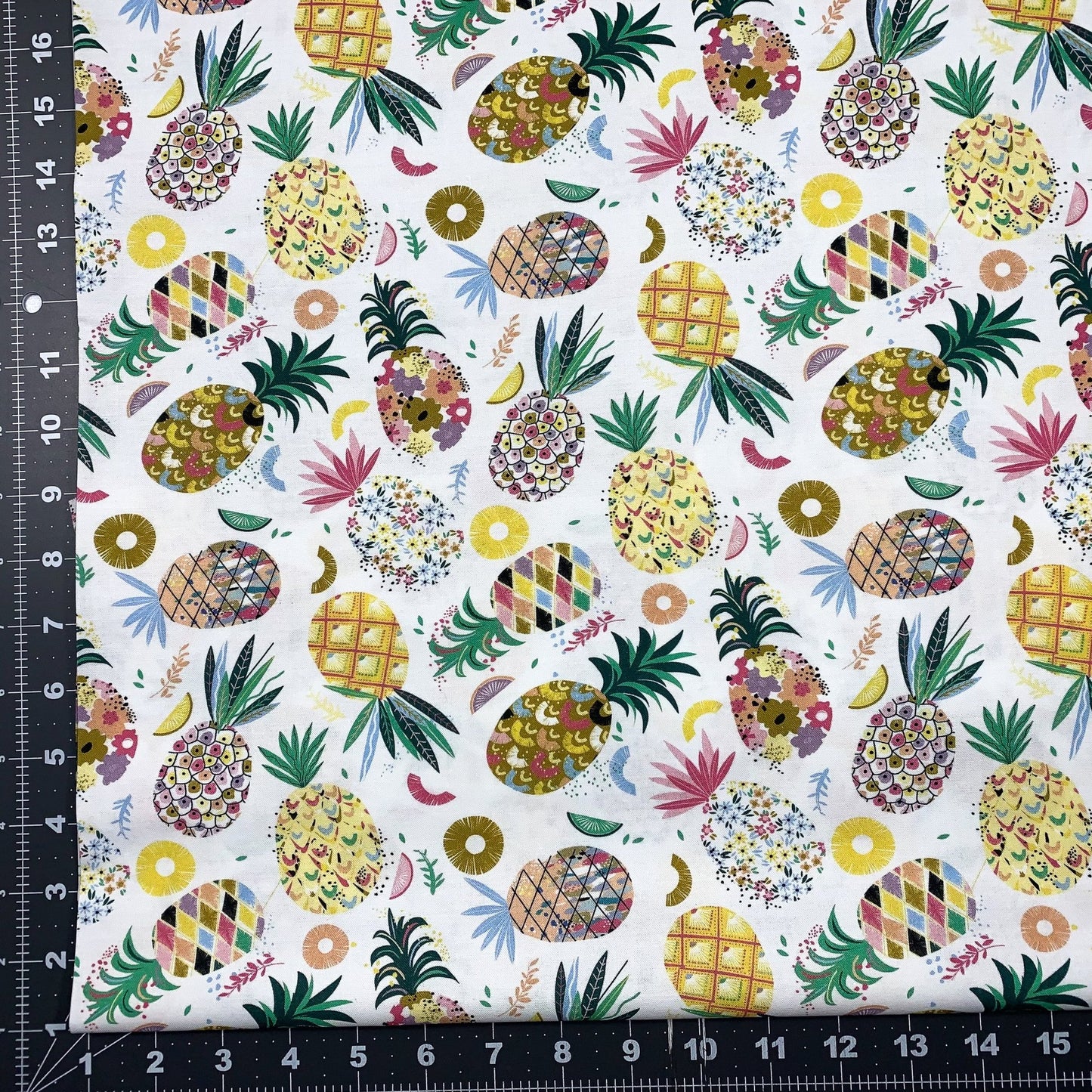 White Pineapple Cotton Fabric D3040 Pineapple Crush - Mary Jo Fabrics