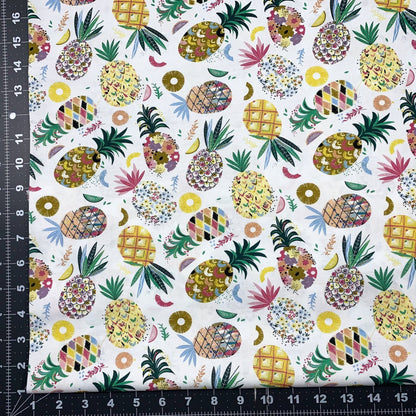 White Pineapple Cotton Fabric D3040 Pineapple Crush - Mary Jo Fabrics