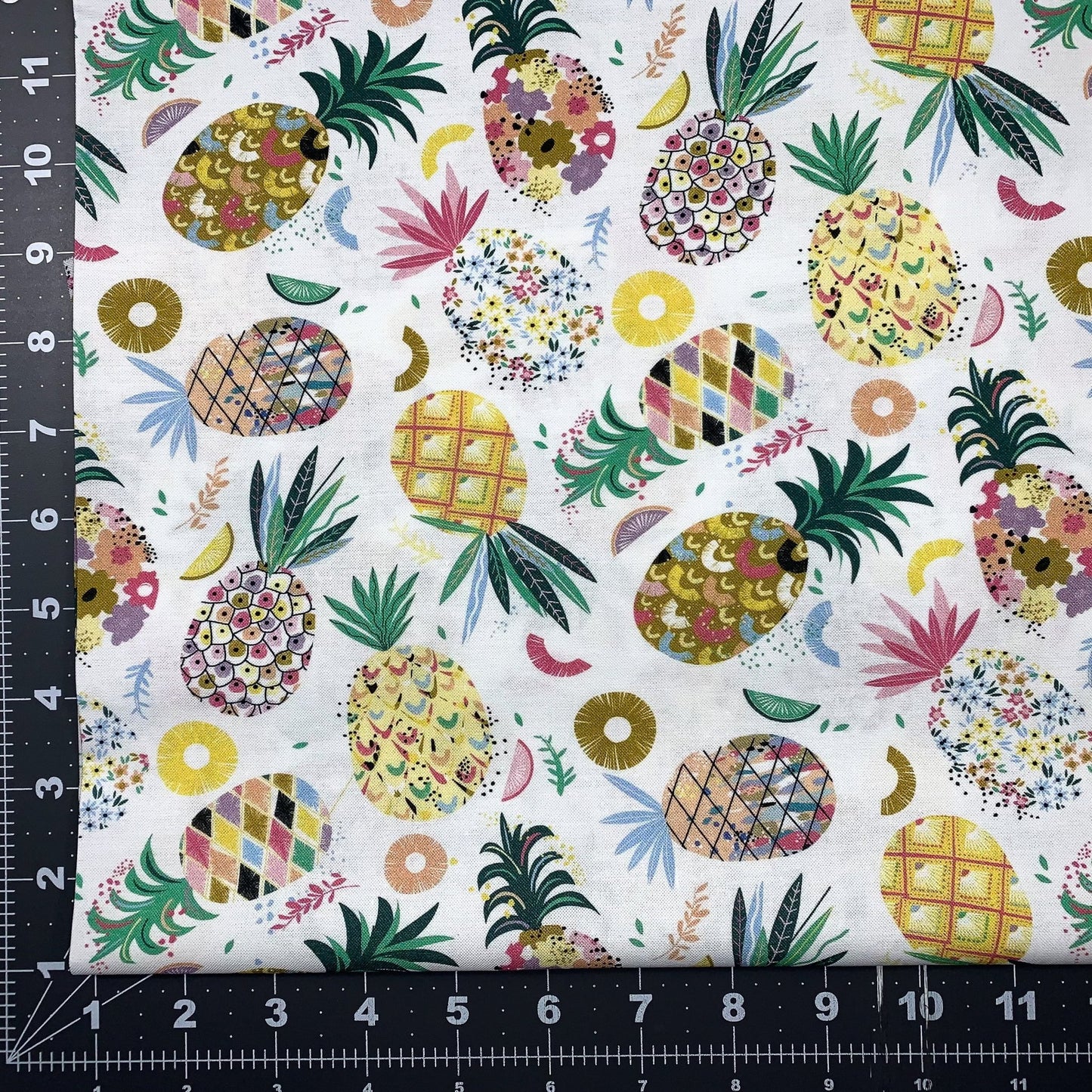 White Pineapple Cotton Fabric D3040 Pineapple Crush - Mary Jo Fabrics